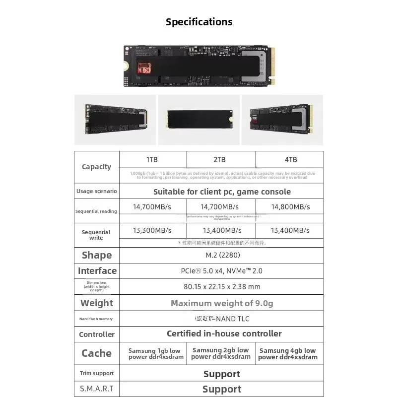 PCIe 5.0 SSD Solid State Drive 2 TB für Gaming-Notebook, PS5 und Desktop in Schwarz - Bild 3