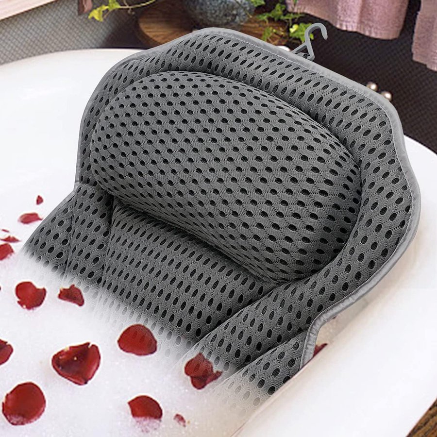 Yiran Furniture Badewannenkissen 4D mit Saugnapf in Grau und Weiß - Bild 2