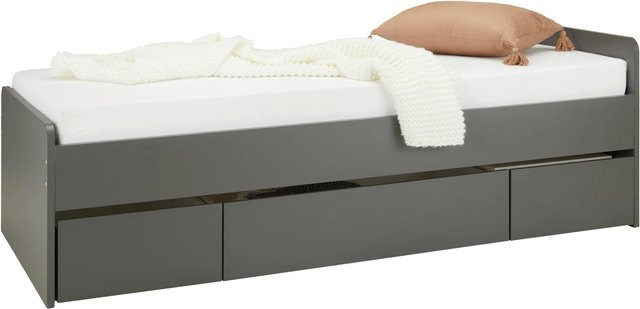 Based Bett in Anthrazit mit Schubladen, B/T/H: 90 x 200 x 60 cm - Bild 1