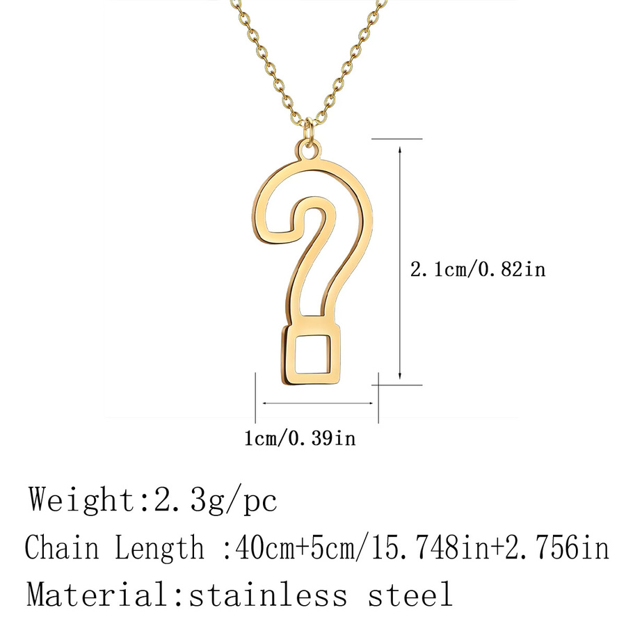 Kinitial Halskette Edelstahl, Gold, Fragezeichen Anhänger, Unisex - Bild 1