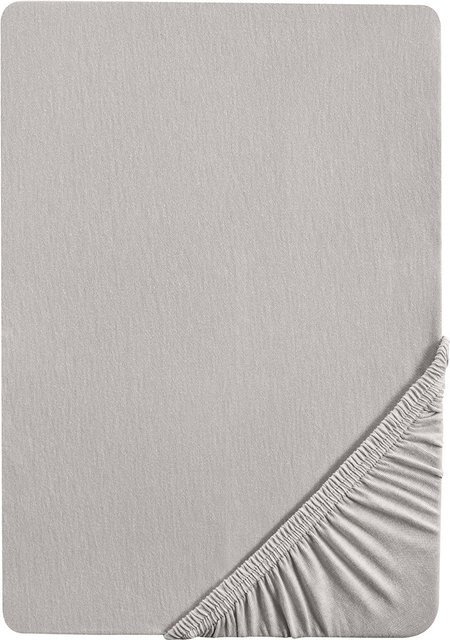 BIBERNA Premium Jersey-Elasthan Spannbettlaken in Sturmgrau, B/T: 90 x 100 cm, L: 200 cm - Bild 1