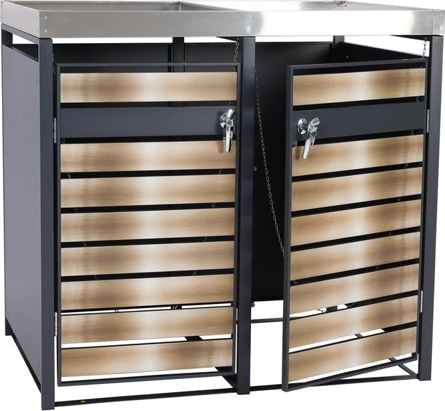 PROREGAL Mülltonnenbox für 2 Tonnen mit Pflanzkasten, Anthrazit Gold, B/T/H: 125 x 132 x 80 cm - Bild 1