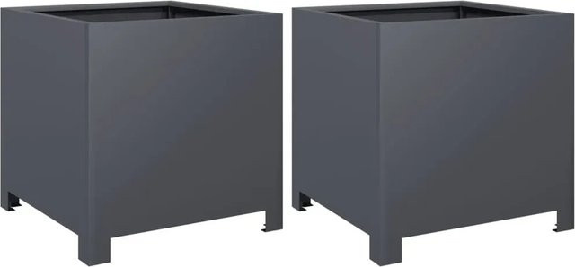 2er-Set vidaXL Pflanzkübel aus Stahl in Anthrazit, B/T/H: 40 x 40 x 40 cm - Bild 1