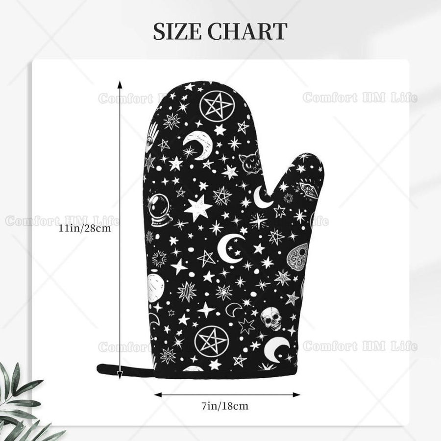 Hexenkatze Silikon Ofenhandschuhe Hitzebeständig und Rutschfest, 1 Paar, B/H: 17,78 x 27,94 cm - Bild 2