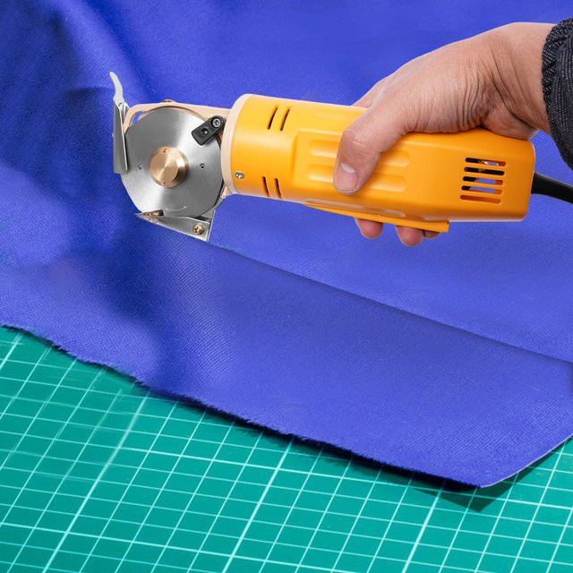 CNCEST Elektrische Stoffschere in Gelb mit 170 W Leistung, 220 V, 25 mm Schnittstärke und 1400 U/min für Stoff, Leder und Teppich - Bild 1