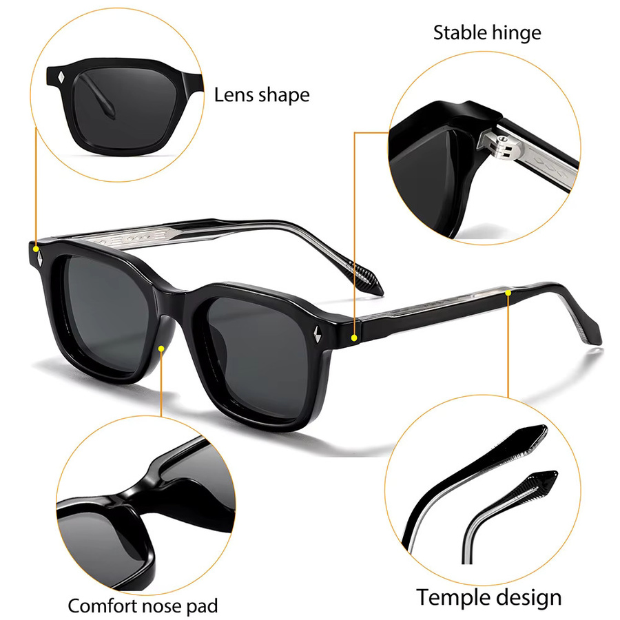 CATERSIDE Sonnenbrille, Quadratisch, Vollrand, Kunststoff, Schwarz, Unisex - Bild 3