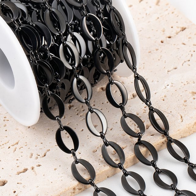 MINGXUAN Halskette Edelstahl, schwarze Beschichtung, 1 Meter, Unisex - Bild 1
