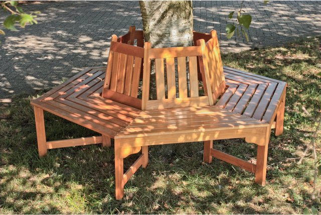 Garden Pleasure Baumbank ONTARIO aus lackiertem Eukalyptusholz in Braun - Bild 1