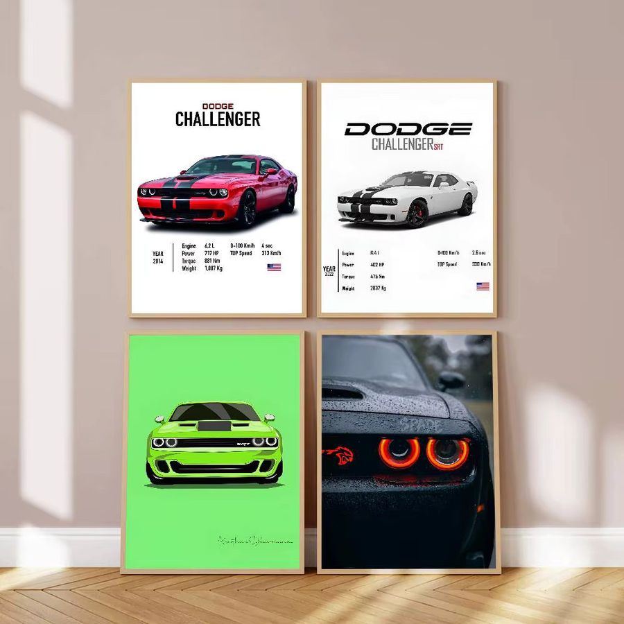 Wasserfester selbstklebender Wandaufkleber Dodge Challenger SRT Poster für deine Wanddekoration in Kaffeehaus oder Bar - Bild 3