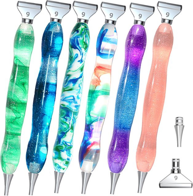 Multifunktionaler Harz-Diamant-Malstift mit Edelstahl-Gewindespitze für Diamant-Malerei und Nagelkunst in Blau - Bild 1