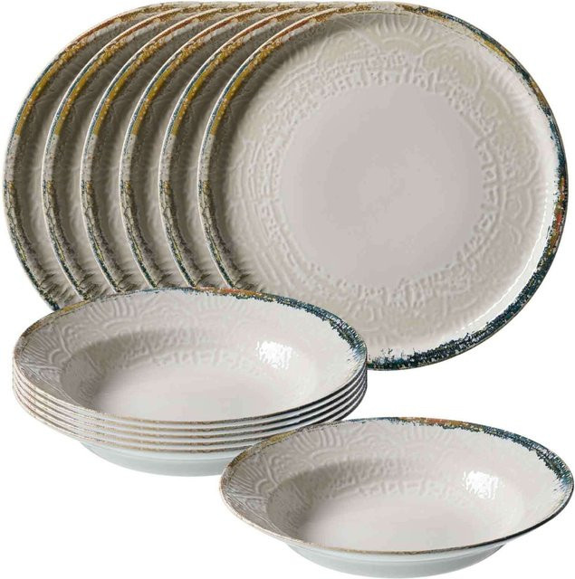 Ritzenhoff & Breker Pizza- und Pasta Set Alfonso aus Keramik in Weiß, 12er Set - Bild 1