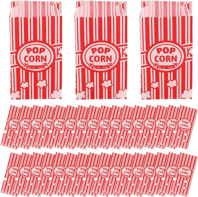 50 Stück ZQNYCY Popcorn-Verpackungsbeutel aus Papier in Rot und Weiß für Party, Hochzeit und Geburtstag - Bild 1