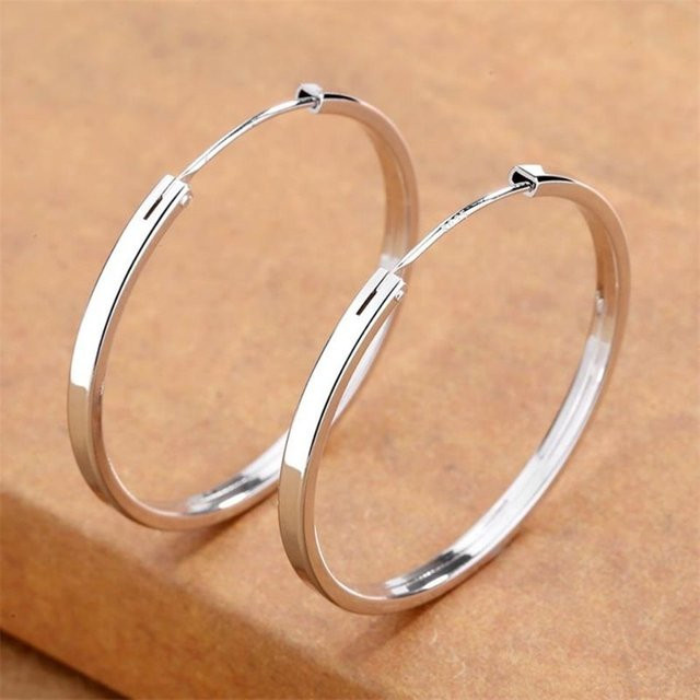 ALCADEN Hoop Ohrringe, Edelstahl, Silber, Damen, 30-60 mm - Bild 1
