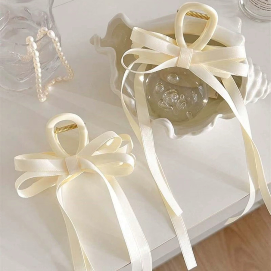 Haarklammer Satin, Schleife, beige, Damen - Bild 2