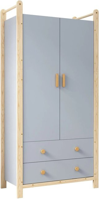 okwish Kleiderschrank mit Kleiderstange und Schubladen in Blau, B/T/H: 90 x 45 x 180 cm - Bild 1