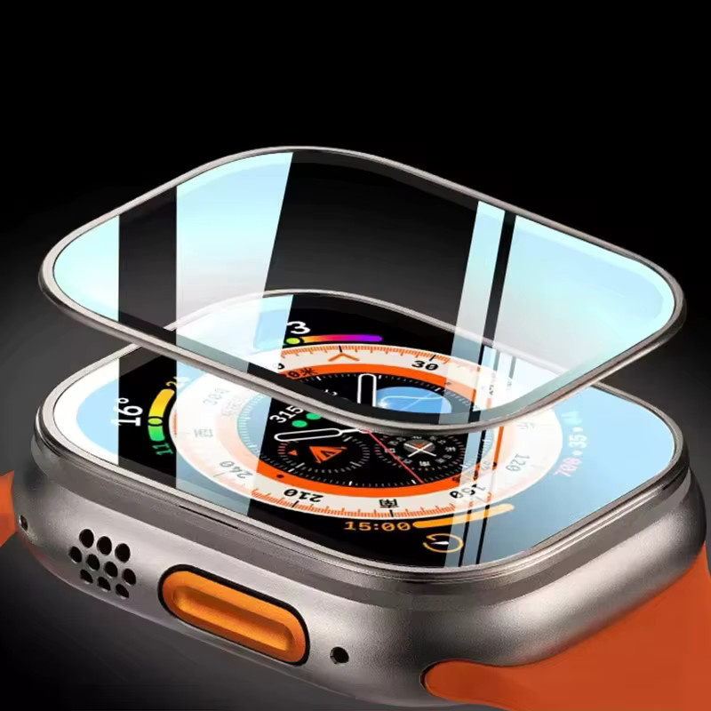 Displayschutzfolie Apple Watch Ultra 3 49 mm, Gehärtetes Glas, Metallstoßstange - Bild 5