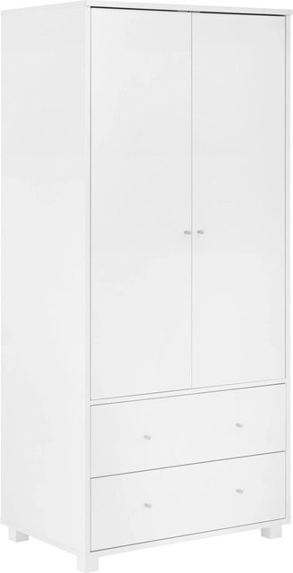 Bessagi Home Drehtürenschrank Milo Weiß mit integrierten Schubladen, Breite: 80 cm, Höhe: 176 cm, Tiefe: 55 cm - Bild 1