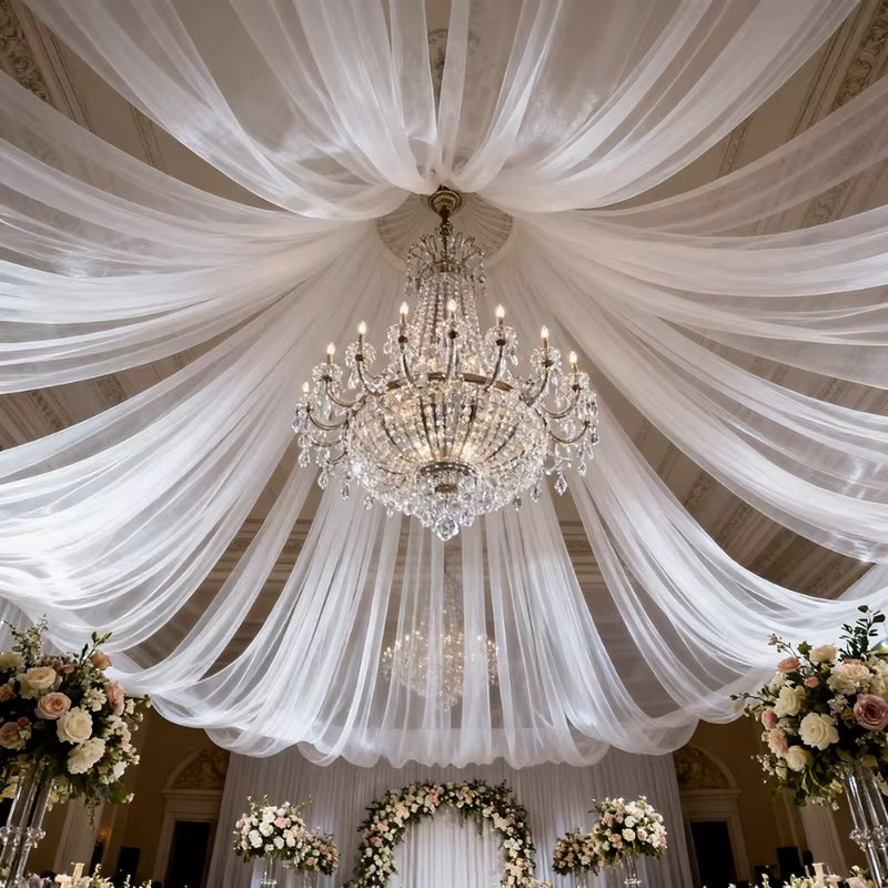 Weiße Tüllrolle Stoff für Hochzeit, Weihnachtsdekoration und DIY-Projekte, 50 m Länge - Bild 2
