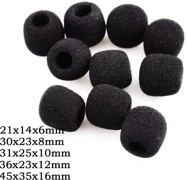 TingDong Mini-Mikrofon-Schaumstoffabdeckungen als Ersatz-Windschutz für Headsets, Schwarz, 1-6 Stück - Bild 1
