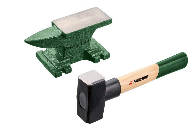 Parkside Schmiede-Amboss-Set aus Stahl mit Fäustelhammer und Holzsockel, 3 kg - Bild 1