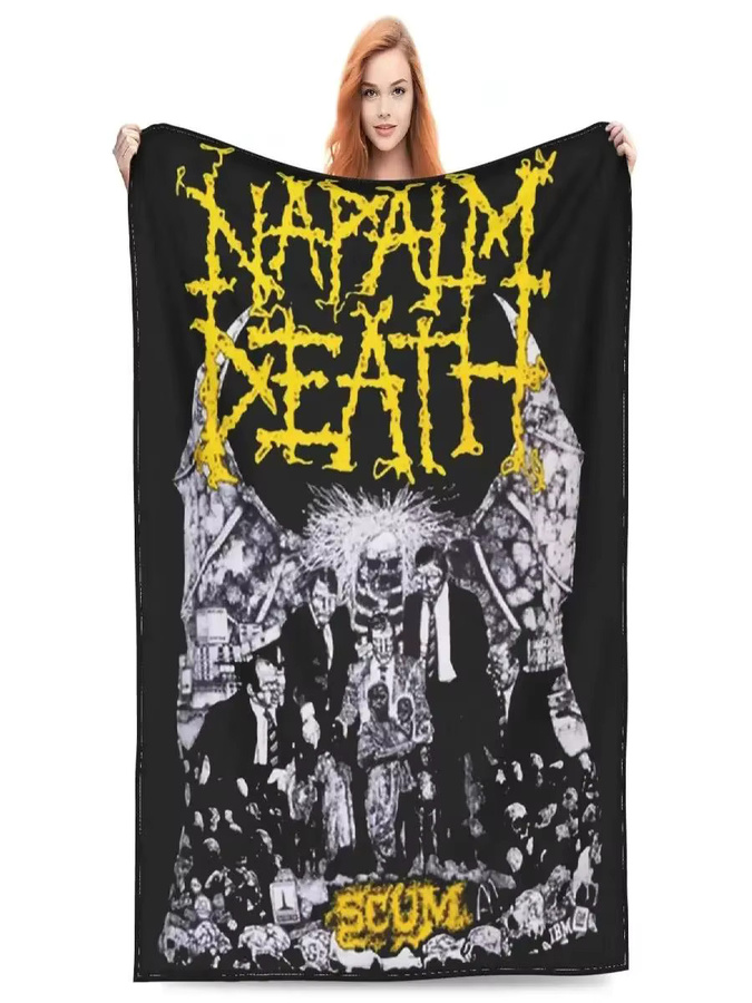 Napalm Death Black Metal Band Merch Fleecedecke in Schwarz - Bild 2