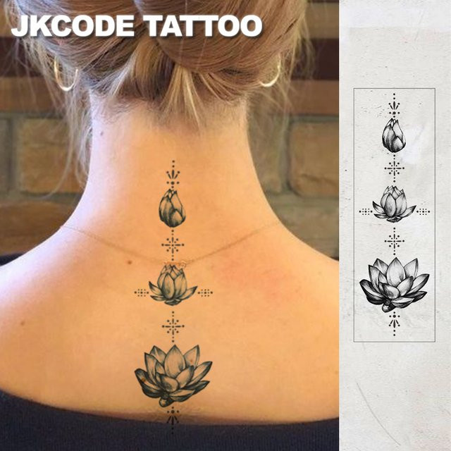 JKCODE TATTOO Temporäre Tattoo-Aufkleber, Lotus-Design, wasserfest - Bild 1