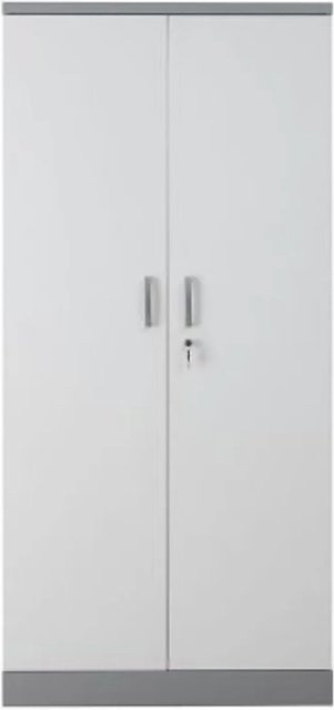PROREGAL Aktenschrank Beetle mit 4 Fachböden und Schloss, Metall, Silber & Weiß, H x B x T: 195 x 92 x 42 cm - Bild 1