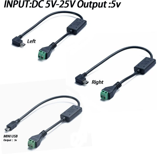 BSN Anschlussblock Ladekabel mit Typ-C, Mini-USB und Micro-USB in Schwarz für 24V, 12V, 9V bis 5V 3A zur Nutzung mit MINI-USB-Lüftern, Kameras und Tablets - Bild 1