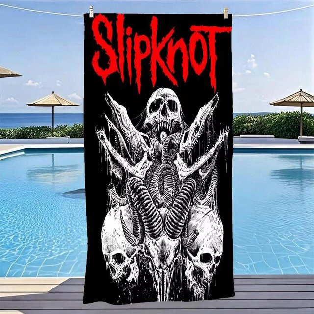 JMG Household Supplies Strandtuch Slipknot Ziegenkopf Design, Mikrofaser, Schwarz, B: 140 cm, T: 180 cm - Bild 1