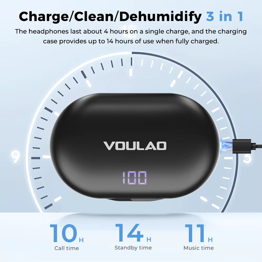 VOULAO Bluetooth-Kopfhörer in Schwarz mit KI-Übersetzer für Gehörlose und Schwerhörige und Geräuschunterdrückung - Bild 5