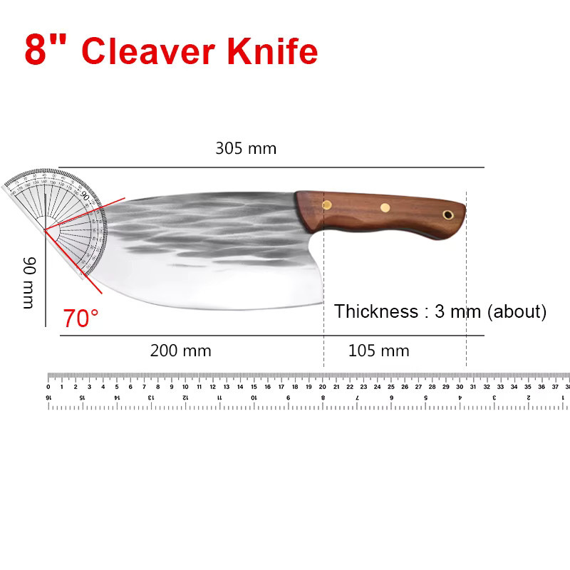 InLeung Handgeschmiedetes Küchenmesser aus Edelstahl mit Holzgriff in Silber - Bild 6
