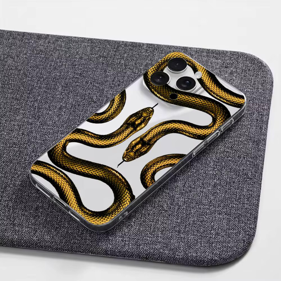 Mesuca Stoßfeste Handyhülle mit goldenem Schlangenmuster für iPhone, Transparent - Bild 2