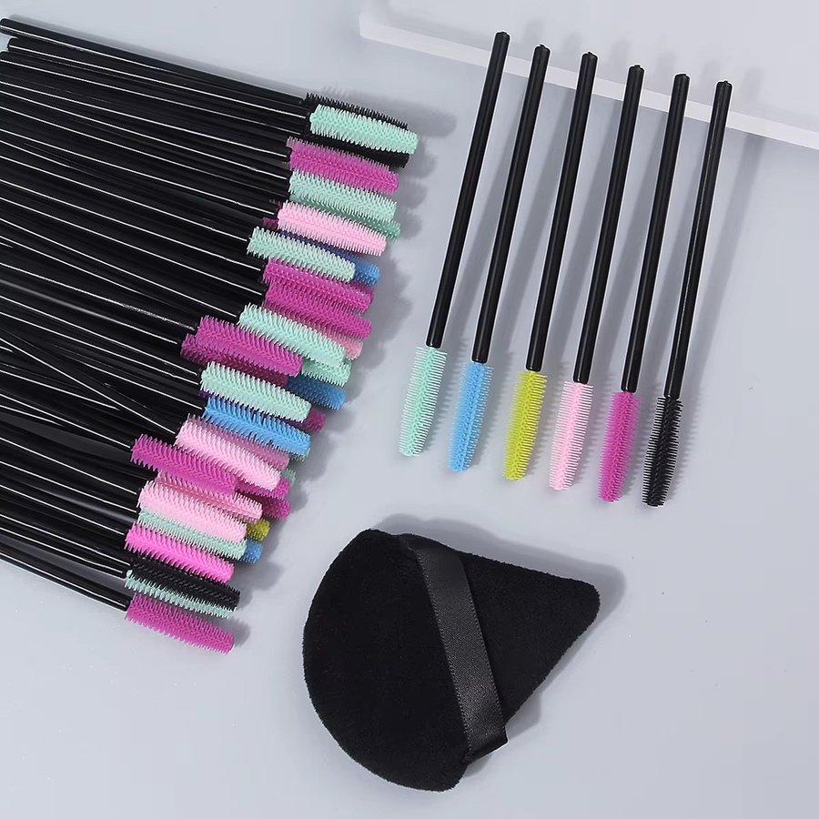 KOSSHOW Silikon-Wimpernbürsten-Set mit Puderquaste, 51-teilig, Mehrfarbig - Bild 3