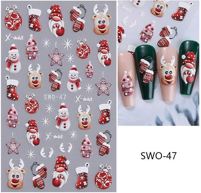 XYNN Nagelsticker Weihnachten, Cartoon Weihnachtsmann Schneemann, Unisex - Bild 1