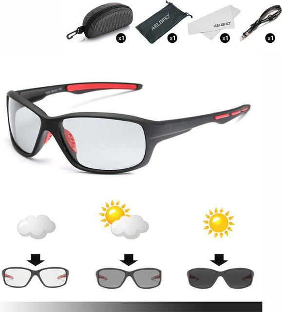 AIELBRO Sportsonnenbrille Photochrome, Vollrand, Unisex, black, Kunststoff - Bild 1