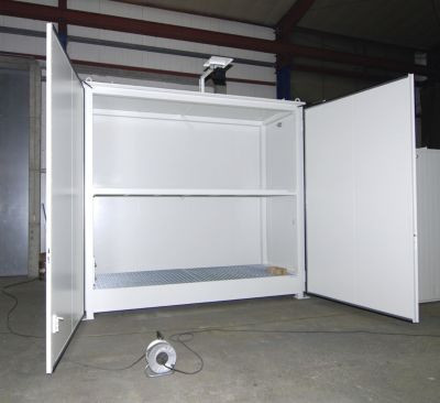 Isolierter Regalcontainer BAUER CEH 36-2 aus Stahl mit Doppelflügeltor in Weiß, B/T/H: 385 x 150 x 355 cm - Bild 1