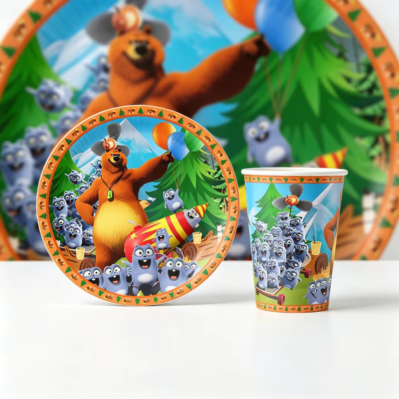 Warner Bros. Grizzy und Lemmings Einweggeschirr Kombinations-Set mit Tassen und Tellern, Multicolor - Bild 2