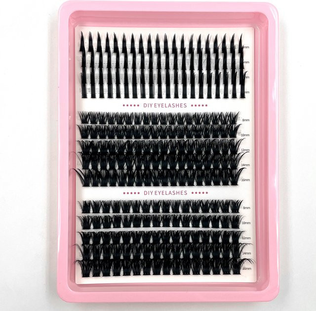 AMSDCN Wispy Lash Clusters, 14-reihige Spikes, Black, Unisex - Bild 1