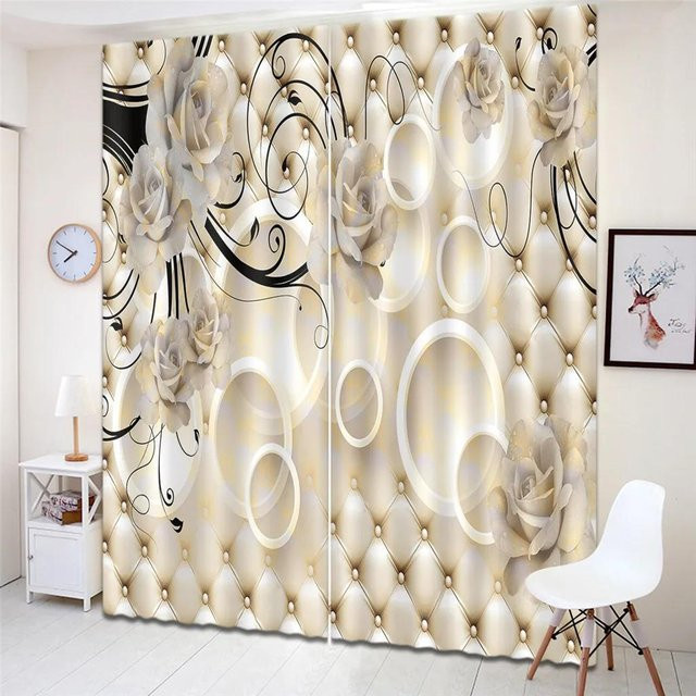 2er-Set Sonnenblumen-Fensterdekoration mit Ösen in Gold und Beige, florales Design aus Polyester - Bild 1