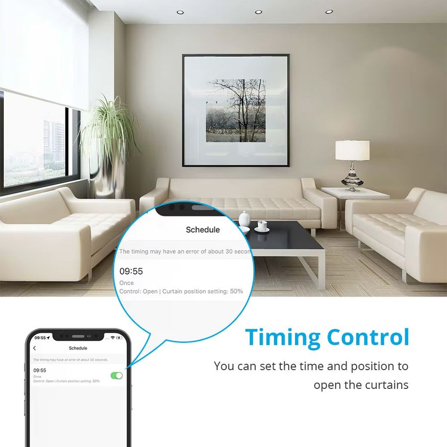 Zemismart Tuya WiFi Smart Rolladenmotor für 30mm Innenrohr mit Alexa und Google Home Sprachsteuerung, 1,1 Nm - Bild 3