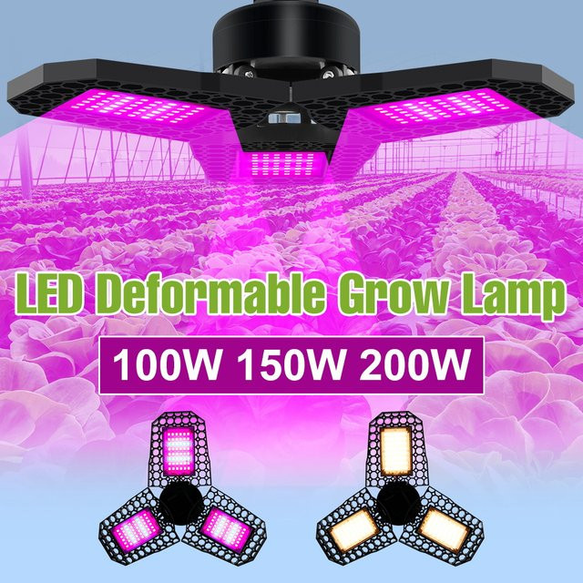 Faltbare 200 W LED-Vollspektrum-Wachstumslampe mit E27-Sockel in Schwarz für Pflanzen, Gemüse und Blumen im Innenbereich - Bild 1