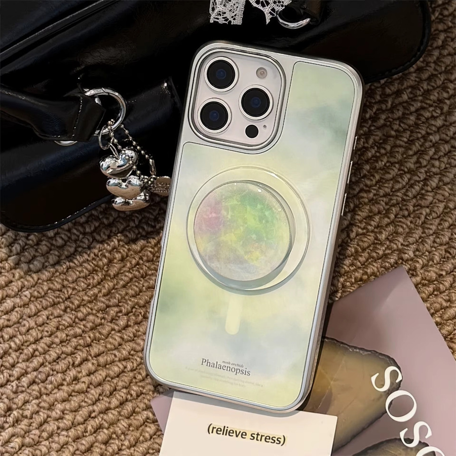MUQGEW Handyhülle mit koreanischem Farbverlauf und Marmor-Muster für iPhone 17, 16, 15, 14, 13, 12 (Pro Max), magnetische Halterung, stoßfeste Hartschale, Multicolour - Bild 2