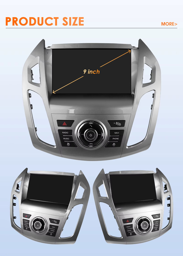 OSSURET 2-DIN Android 14 Autoradio für Ford Transit und Tourneo Connect 2013-2018 mit kabellosem CarPlay, Android Auto, GPS-Navigation und DSP-Audio - Bild 5