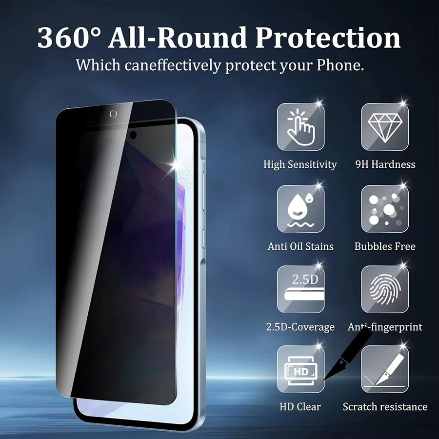 Samsung Anti-Spy Sichtschutz Displayschutz aus gehärtetem Glas für S25 Ultra S24 S23 Plus S22 S21 S20 FE S10e Note 20 10 Lite, transparent - Bild 2