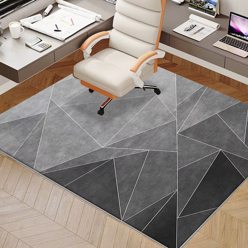 VIKAMA Moderner Minimalistischer Teppich in Grau mit Geometrischem Muster und Rutschfester Unterseite für Home Office und Schlafzimmer - Bild 2