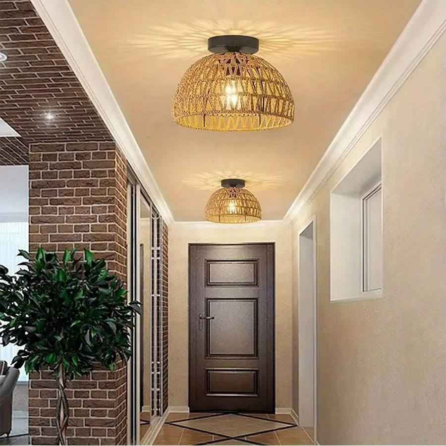 IRALAN Pendelleuchte aus Bambus und Rattan im Boho-Stil, Schwarz, Handgefertigte Deckenlampe für dein Wohnzimmer - Bild 2