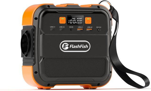 Flashfish A101 Tragbare Powerstation mit 98Wh/26400mAh Li-Ionen-Akku, 120W AC-Ausgang und 6 Ausgangsports in Schwarz - Bild 1