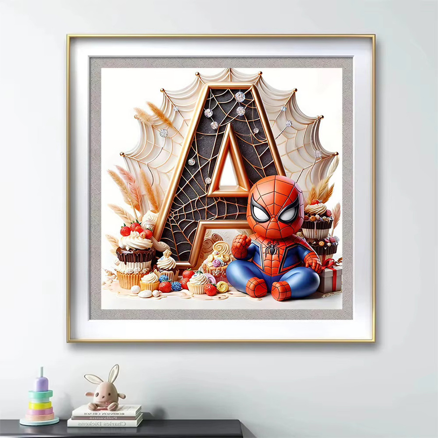 KAYOU Marvel Spider Man Diamond Painting Set mit runden Mosaiksteinen und Alphabet-Stickerei in Multicolour zur Wanddekoration - Bild 2