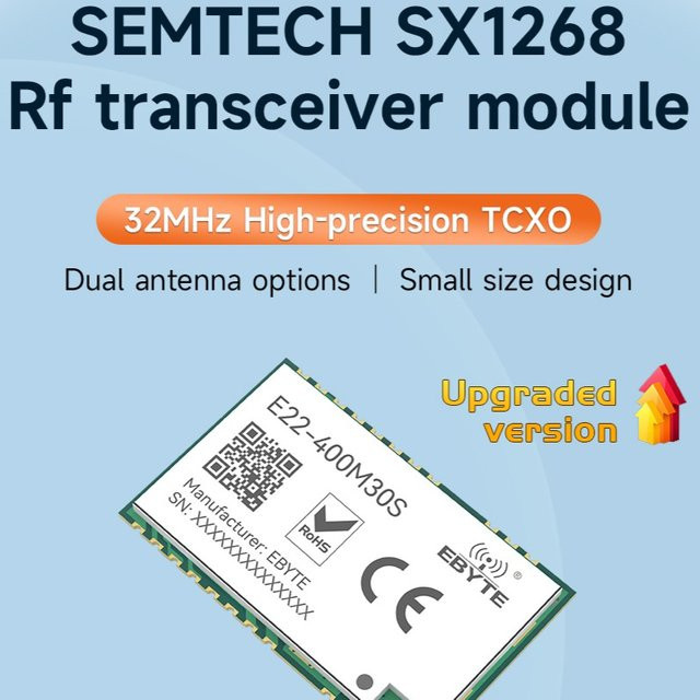 10er Set CDSENET E22-400M30S LoRa Funkmodul 433MHz RF Transceiver mit 30dBm und TCXO SMD Stempel Loch - Bild 1