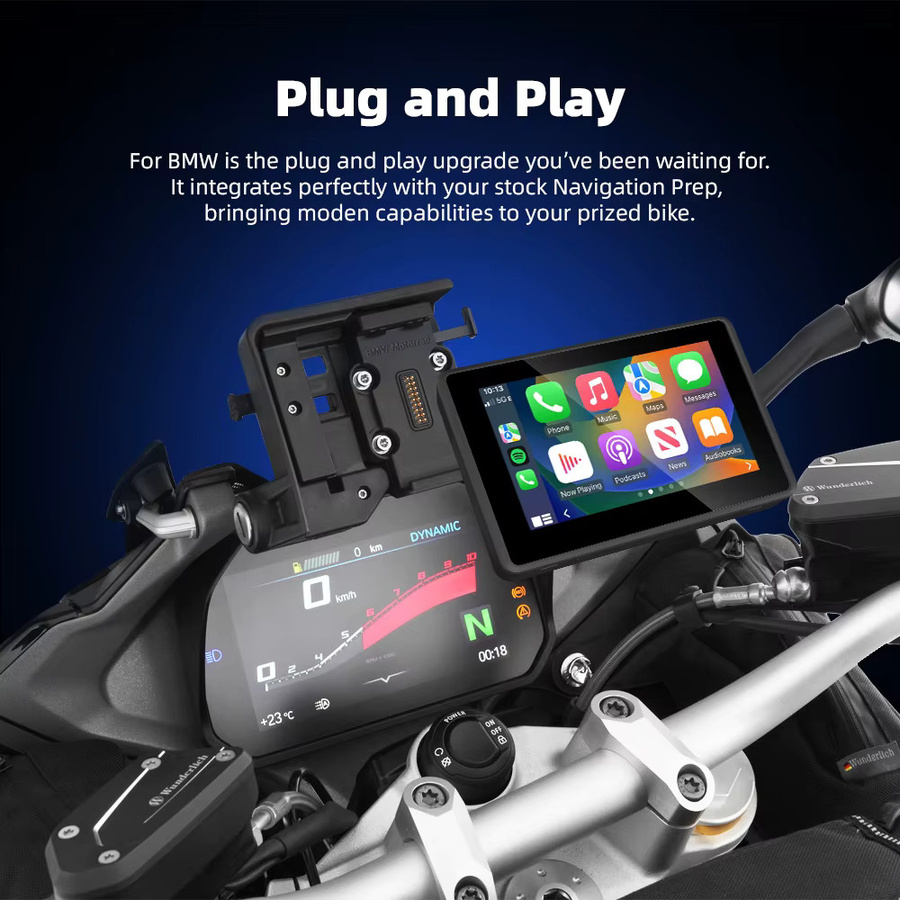 EKIY 5,0 Zoll Drahtloses CarPlay und Android Auto GPS Motorrad Navigationsdisplay für BMW R1200GS R1250GS in Schwarz mit WonderWheel Unterstützung - Bild 3